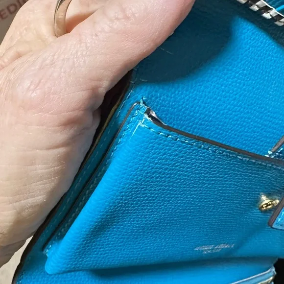 Henri Bendel Blue Wristlet Wallet with lipstick slot - Picture 7 of 10